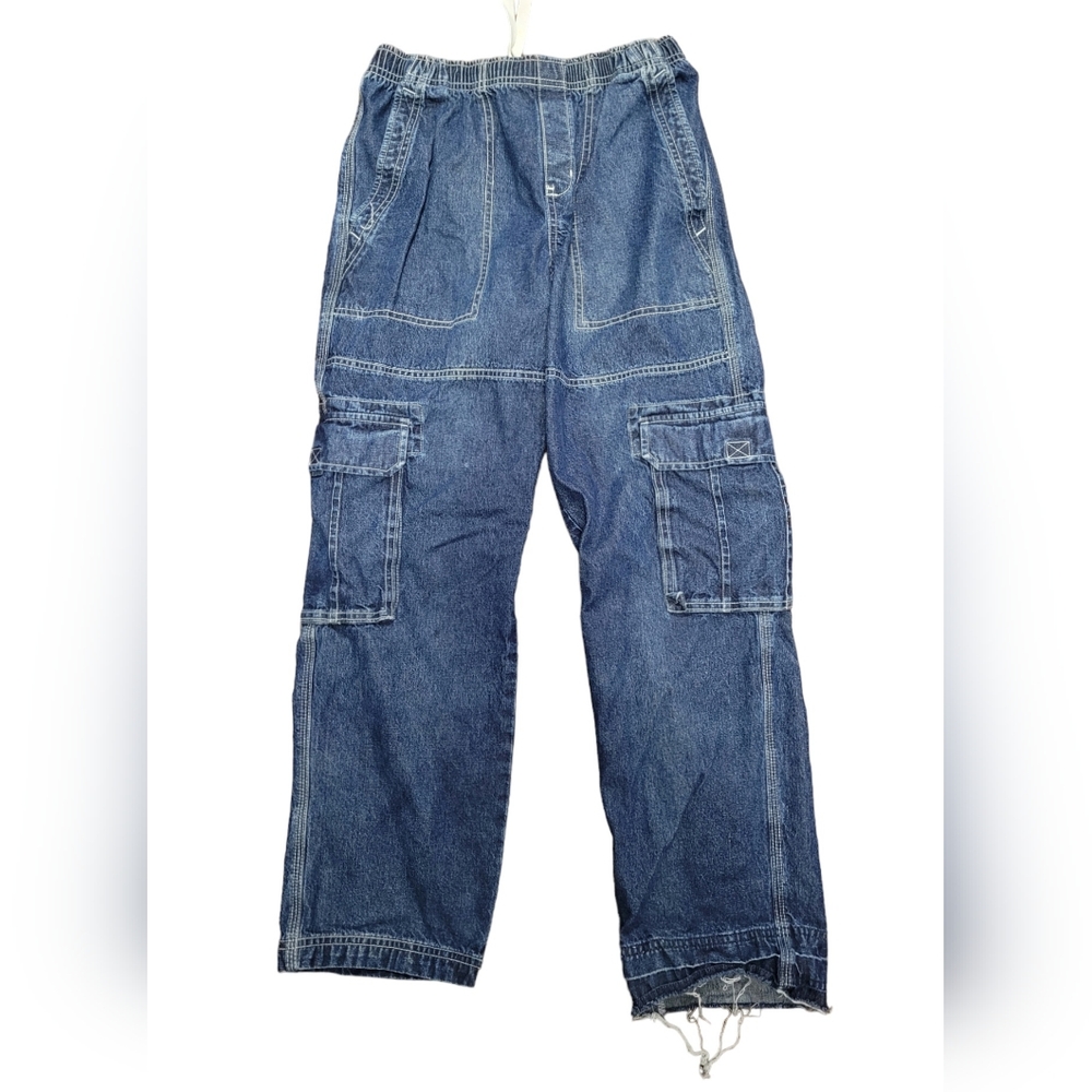 Vintage 1990 to early 2000s Y2K Land's End dark blue denim jeans